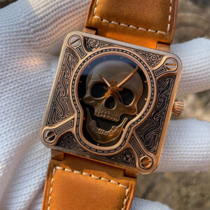 Reloj Steelflier SF761S con calavera ardiente de bronce