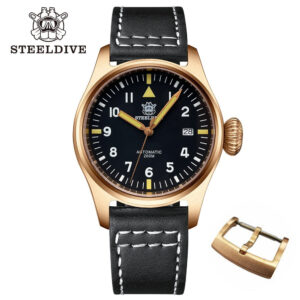 Reloj de piloto de bronce Steeldive SD1928S - Corona de cebolla